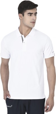 Sport Sun Striped Men Polo Neck White T-Shirt