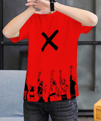 Doomee Printed Men Round Neck Red T-Shirt