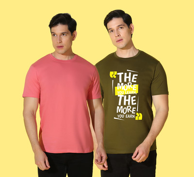 WOOSTRO Printed Men Round Neck Multicolor T-Shirt