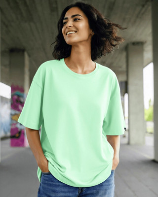 chalodia Solid Women Round Neck Light Green T-Shirt