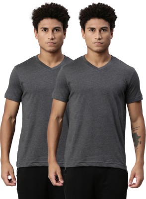 LEVI'S Solid Men V Neck Grey T-Shirt