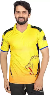 yclothy Printed Men Round Neck Yellow T-Shirt