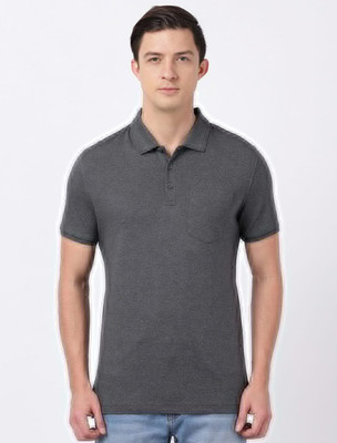 JOCKEY Solid Men Polo Neck Grey T-Shirt