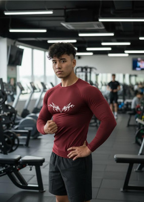 FURRR Printed Men Round Neck Maroon T-Shirt