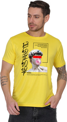 StutiUnique Graphic Print Men Round Neck Yellow T-Shirt