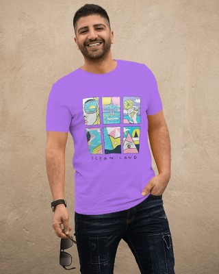 Ratan's Printed Men Round Neck Purple T-Shirt