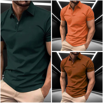 JAAPCLOTHING Solid Men Polo Neck Brown T-Shirt