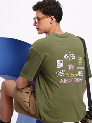 AEROPOSTALE Printed Men Round Neck Green T-Shirt