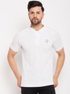 DUKE Solid Men Mandarin Collar White T-Shirt