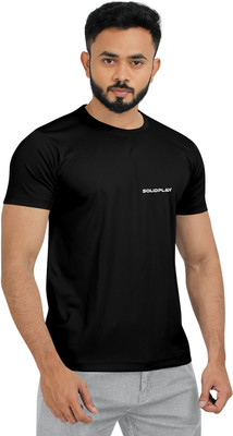 INDICLUB Solid Men Round Neck Black T-Shirt