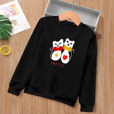 AAA CREATION Embroidered Women Round Neck Black T-Shirt
