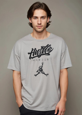 Smartees Printed Men Round Neck Grey T-Shirt