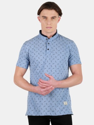 DUKE Printed Men Mandarin Collar Blue T-Shirt