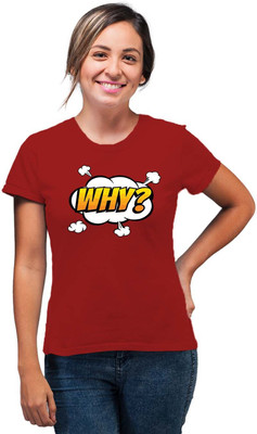 SmarTee Street Typography Women Round Neck Red T-Shirt