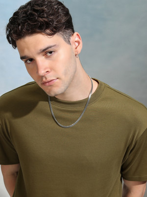 HIGHLANDER Solid Men Round Neck Green T-Shirt