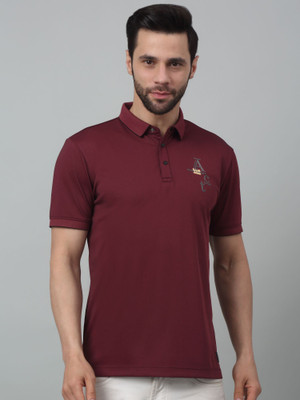 CANTABIL Solid Men Polo Neck Orange T-Shirt