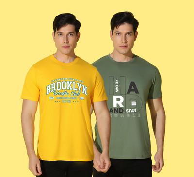 WOOSTRO Printed Men Round Neck Multicolor T-Shirt