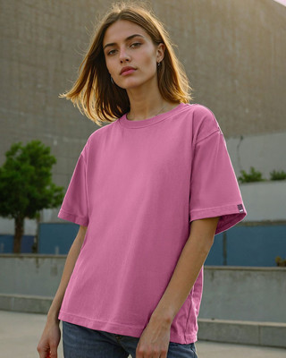 BEWAKOOF Solid Women Round Neck Purple T-Shirt