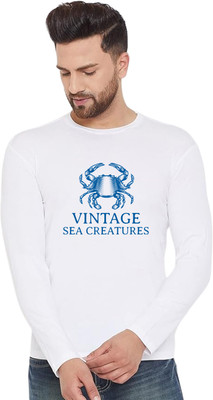 LV CARE Printed Men Round Neck White T-Shirt