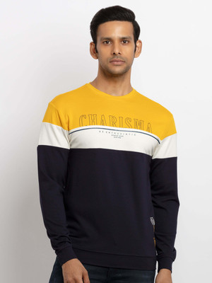 Status Quo Colorblock Men Round Neck Yellow, Black T-Shirt