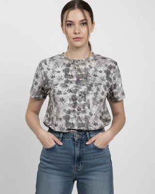 BLACKY8 Printed Women Crew Neck Multicolor T-Shirt