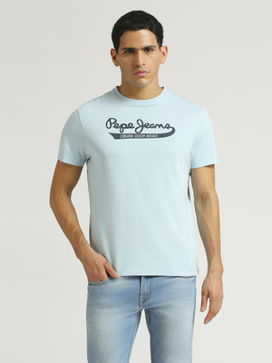 Pepe Jeans Printed Men Round Neck Blue T-Shirt