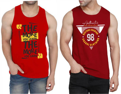 Restore Printed Men Scoop Neck Red, Maroon, Multicolor T-Shirt