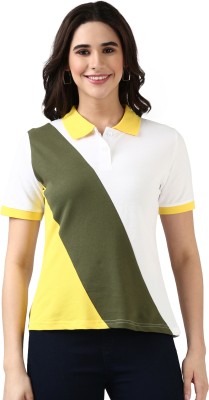 FILAMODE Solid Women Polo Neck Multicolor T-Shirt