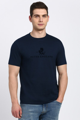 PETER ENGLAND Graphic Print Men Crew Neck Dark Blue T-Shirt