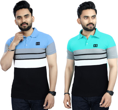 USPN Colorblock, Printed Men Polo Neck Multicolor T-Shirt