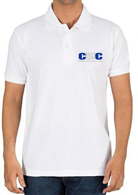 CSC Printed Men Polo Neck White T-Shirt