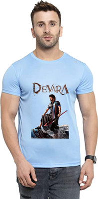Tee Gallery Printed Men Round Neck Light Blue T-Shirt