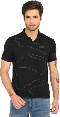 LEVI'S Printed Men Polo Neck Black T-Shirt