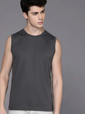 Jangoboy Solid Men Round Neck Grey T-Shirt