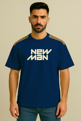 Culish Trend Printed Men Round Neck Blue T-Shirt