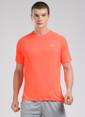 UNDER ARMOUR Solid Men Crew Neck Orange T-Shirt