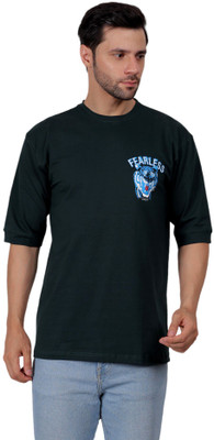 ZULX Printed Men Round Neck Black T-Shirt