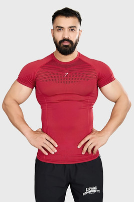 FuaarK Solid Men Round Neck Red T-Shirt