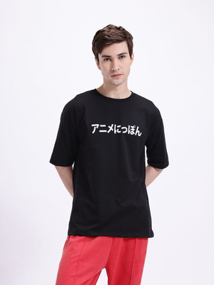 Kook N Keech Printed Men Round Neck Black T-Shirt