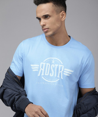 Roadster Graphic Print, Printed, Typography Men Round Neck Blue T-Shirt