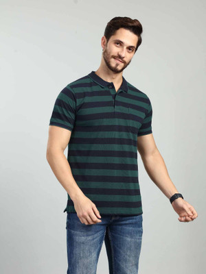 BE POSITIVE Self Design Men Polo Neck Green T-Shirt