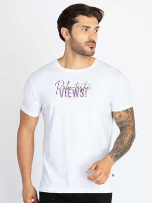 Status Quo Printed, Typography Men Round Neck White T-Shirt