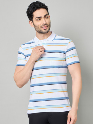 DUKE Striped Men Polo Neck Multicolor T-Shirt