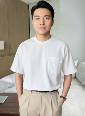 Leriya Fashion Solid Men Round Neck White T-Shirt