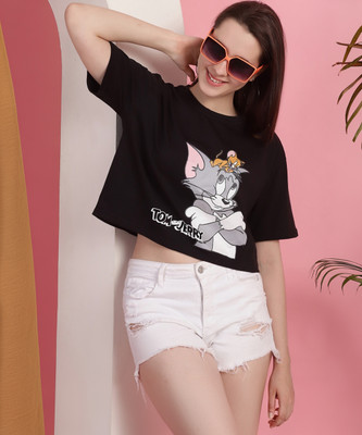 DreamBe Graphic Print Women Round Neck Black T-Shirt