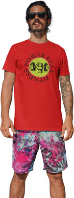 DOGAR ESSENTIALS Printed, Typography Men Round Neck Red T-Shirt