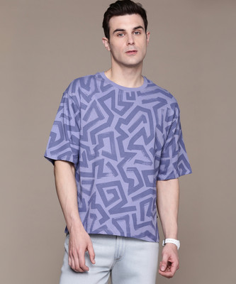 Roadster Printed Men Round Neck Purple T-Shirt
