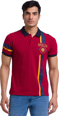 PARX Printed Men Polo Neck Red T-Shirt