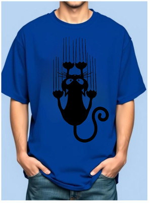 goodsign Printed Men Round Neck Dark Blue T-Shirt