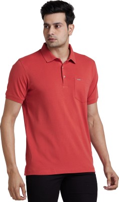 PARK AVENUE Solid Men Polo Neck Red T-Shirt